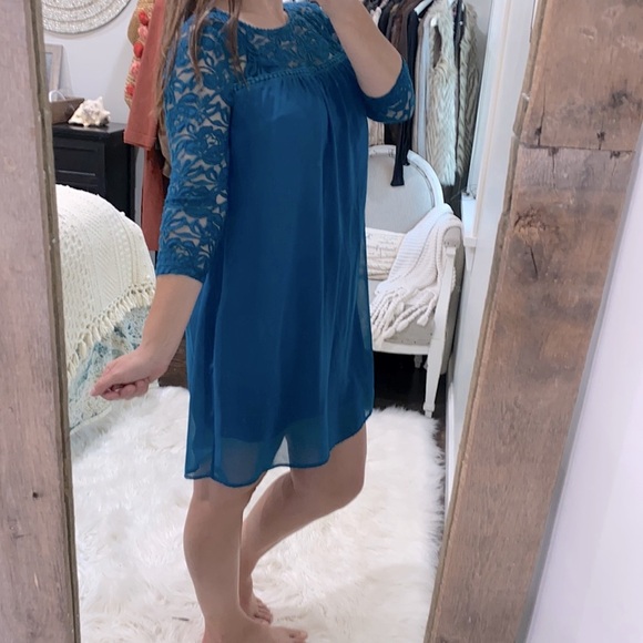 Luxology teal lace dress size 8 - Picture 3 of 8